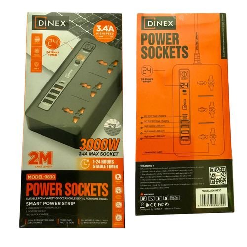 DINEX MULTIPRISE 3.4A Intelligent 3000W 3 Prise 4 USB /1 Type-C Numérique Minuterie