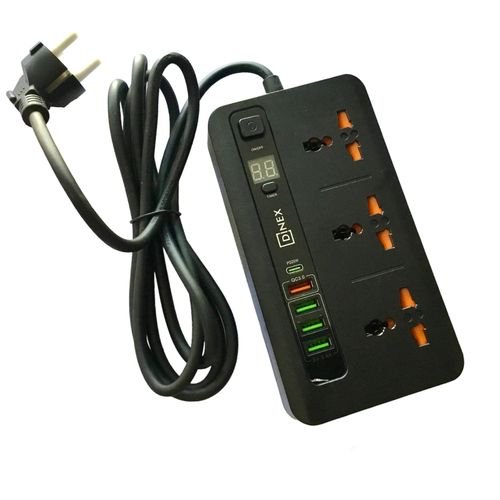 DINEX MULTIPRISE 3.4A Intelligent 3000W 3 Prise 4 USB /1 Type-C Numérique Minuterie