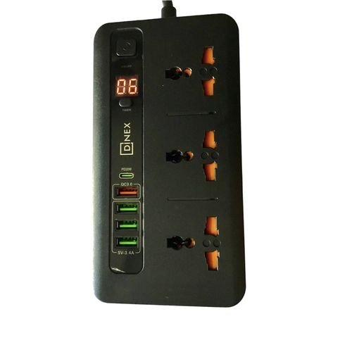 DINEX MULTIPRISE 3.4A Intelligent 3000W 3 Prise 4 USB /1 Type-C Numérique Minuterie