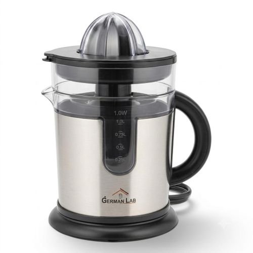 GERMAN LAB Presse-Agrumes 40 W - Rotation Automatique - Service Direct Ou Réservoir 1,2 L - Couvercle Anti