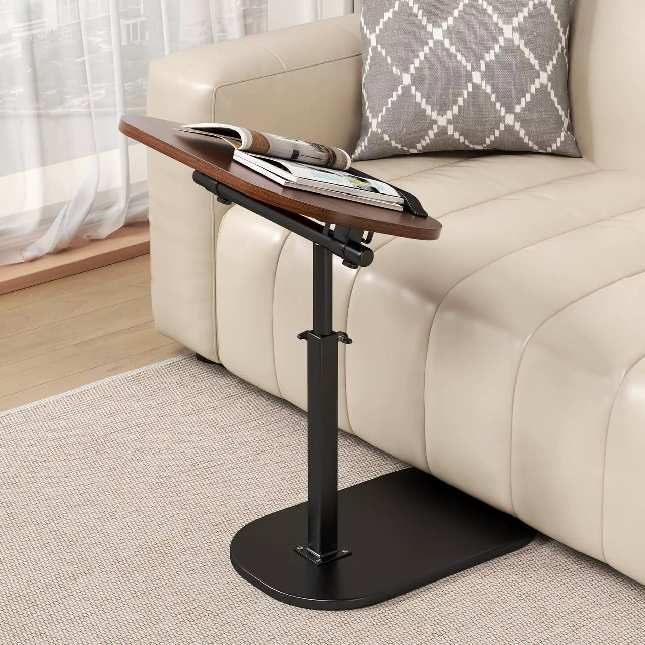 Table d'appoint élégante à Hauteur et angle réglables,,pour canapé,Table en Bois pour PC et Tablette,rotatif à 360 °